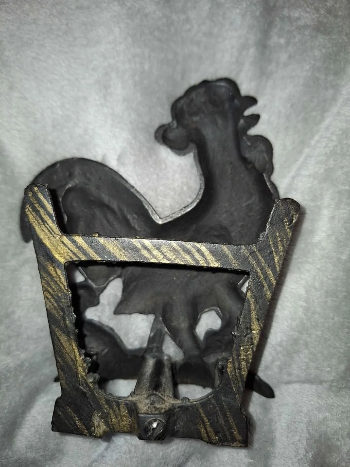Black Wrought Iron Rooster Napkin Holder Farmhouse Decor - photo 2