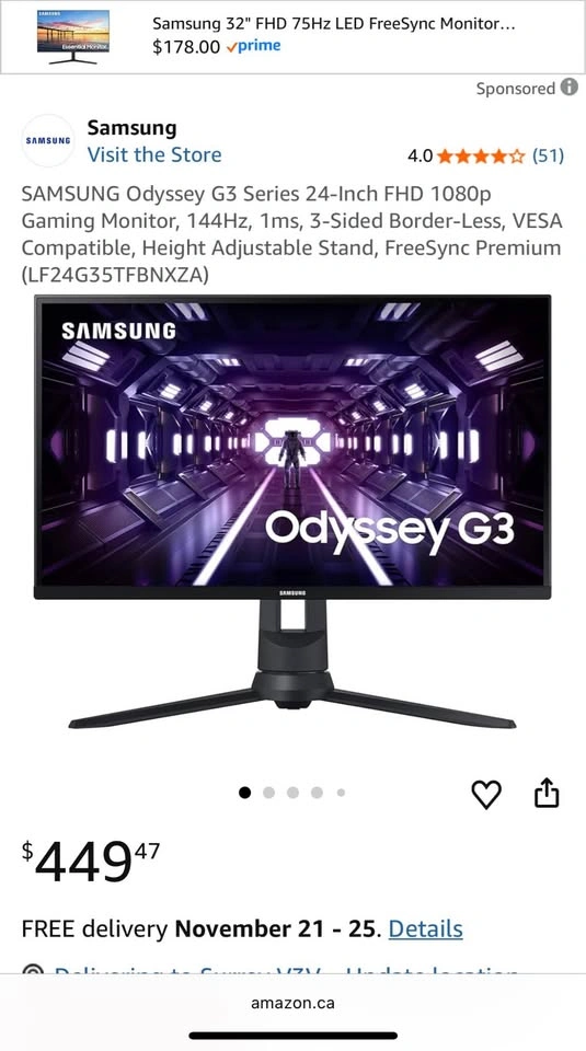 Samsung Odyssey G3 24" Gaming Monitor - photo 5