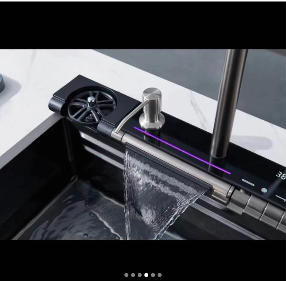 Stainless steel waterfall sink with faucet - photo 3