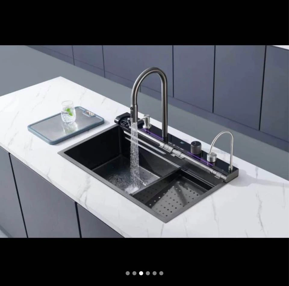 Stainless steel waterfall sink with faucet - photo 4