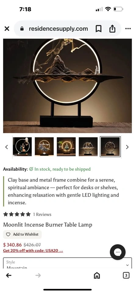 Moonlit Incense Table Lamp - photo 4