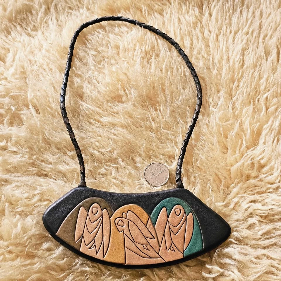 Vintage Tooled Leather Angel Necklace - photo 5