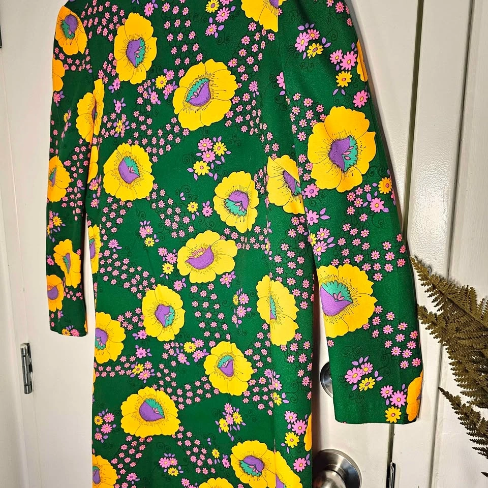 Vintage 60s Psychedelic Floral Shift Mini Dress - L/XL - photo 4