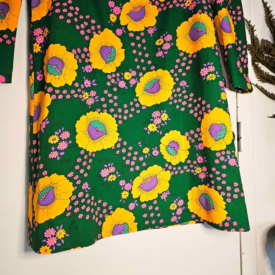 Vintage 60s Psychedelic Floral Shift Mini Dress - L/XL - photo 5