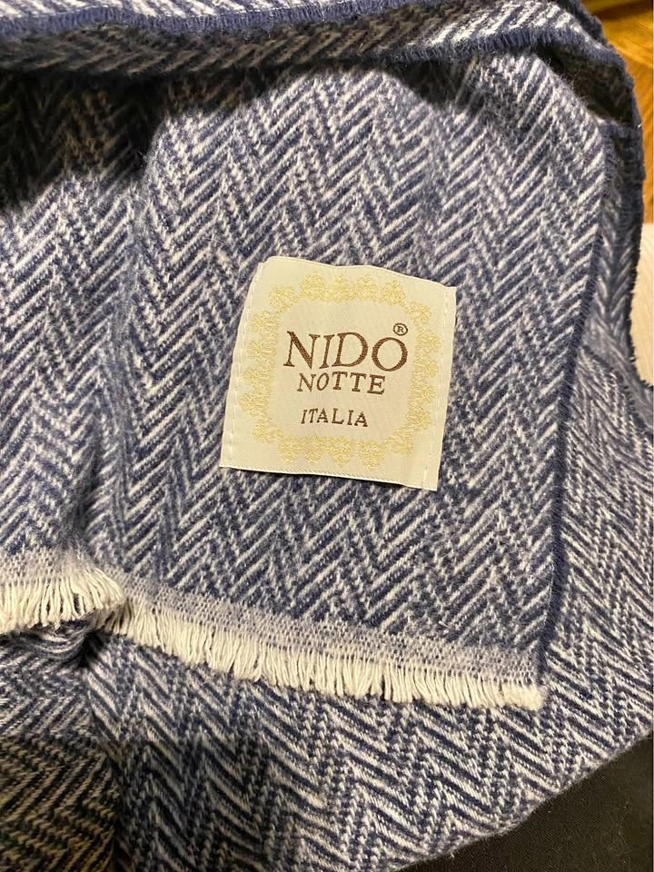 Nido Notte Italia King Size Blanket - Blue/White Herringbone