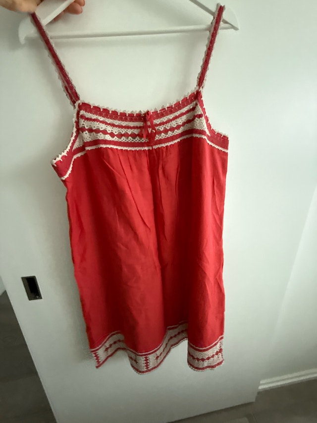 BCBGMAXAZRIA Red Lace Accent Dress - Size Large