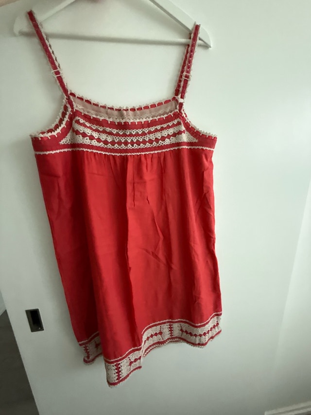 BCBGMAXAZRIA Red Lace Accent Dress - Size Large - photo 2