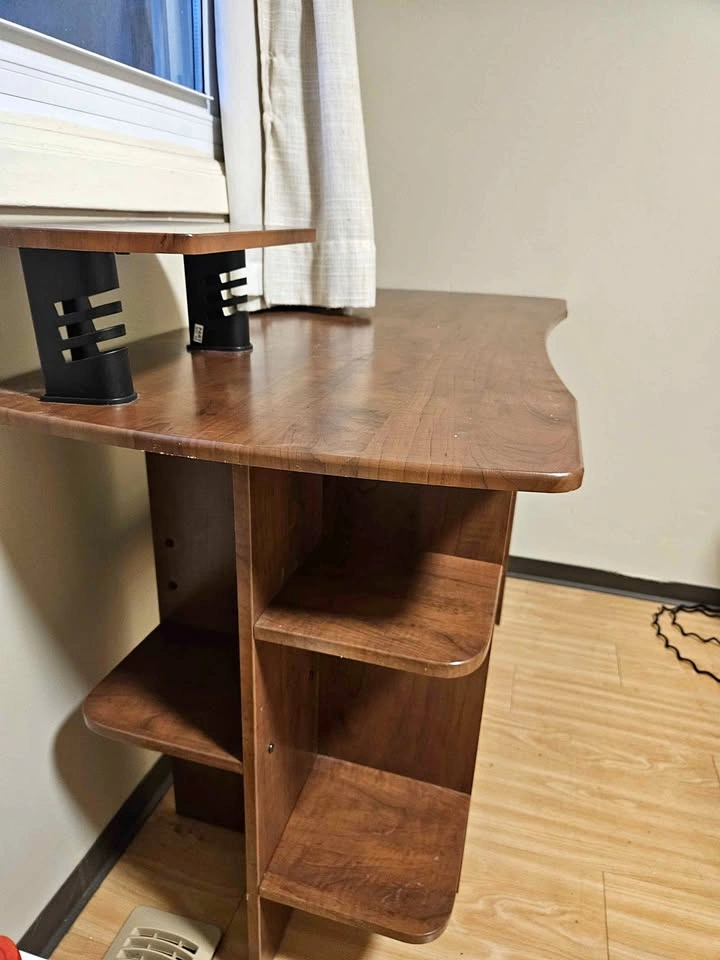 Wood Computer Desk and Black Office Chair