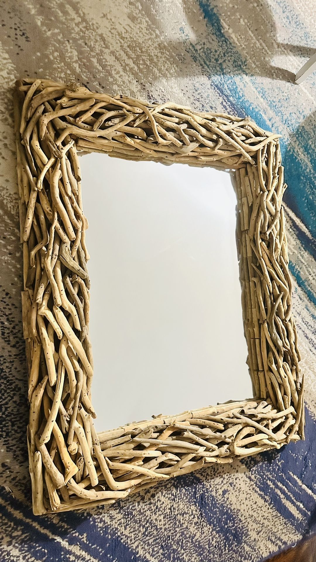 Boho Driftwood Mirror – Natural Wood Frame