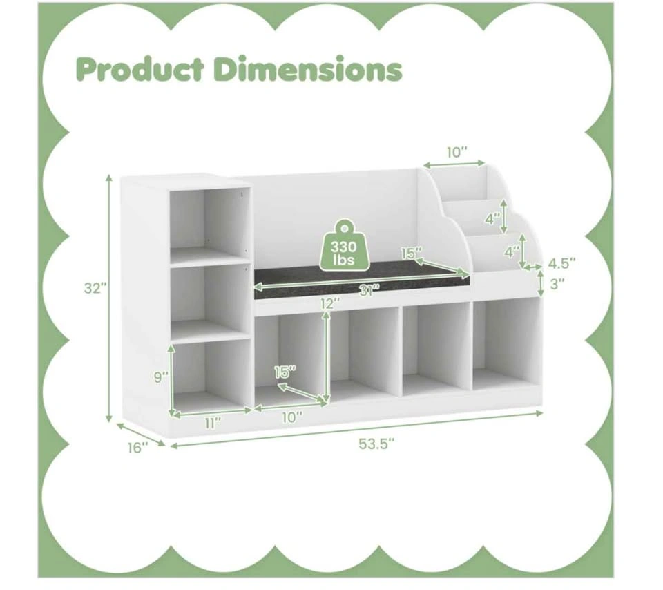 Kids Bookcase with Reading Nook 3-in-1 Toy Organizer - photo 3