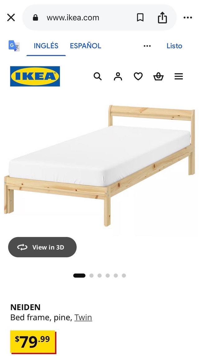 IKEA Neiden Twin Bed Frame & ASVANG Mattress
