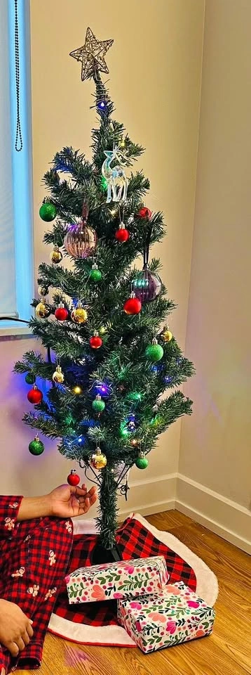 4ft Pre-Lit Christmas Tree + Ornaments & Skirt