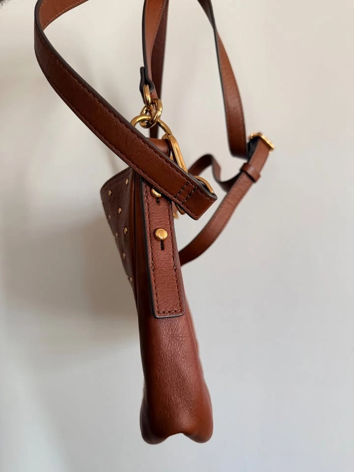 Fossil Studded Leather Crossbody Bag - Cognac Brown - photo 2