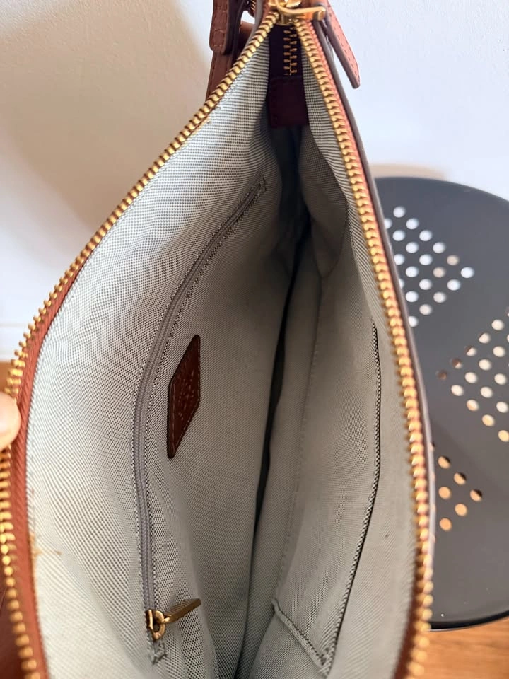 Fossil Studded Leather Crossbody Bag - Cognac Brown - photo 3