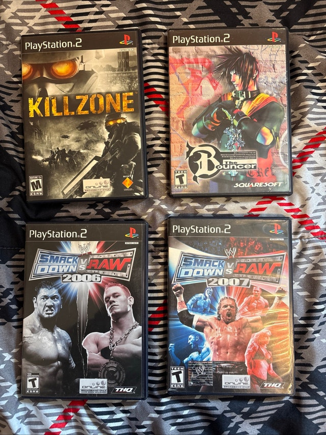 Lot Of 4 PS2 Games Killzone, The Bouncer, Smackdown Vs Raw 06/07