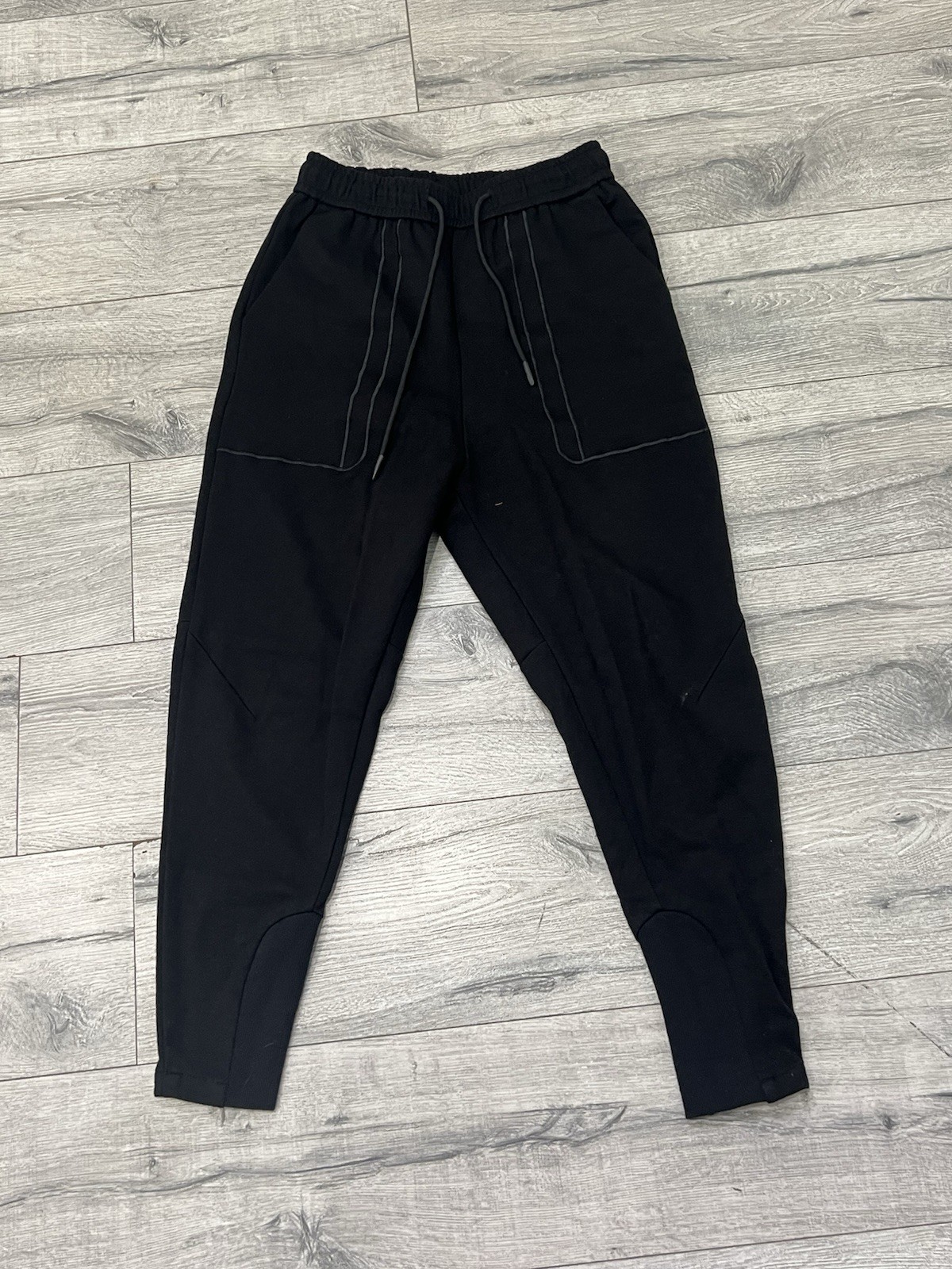 Men's Black Jogger Pants Slim Fit Drawstring Cargo Pockets - photo 2