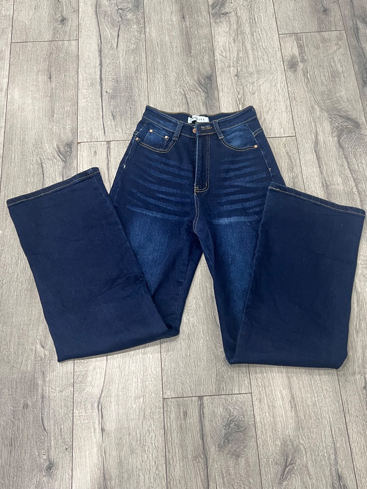 Women's Dark Blue Denim Jeans Straight Leg Classic High Waist - photo 3