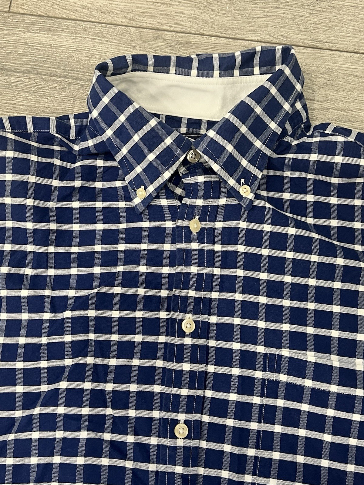 Men's Blue White Check Button Down Shirt - Size XL