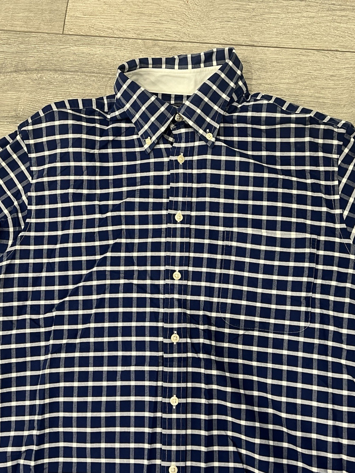 Men's Blue White Check Button Down Shirt - Size XL - photo 2