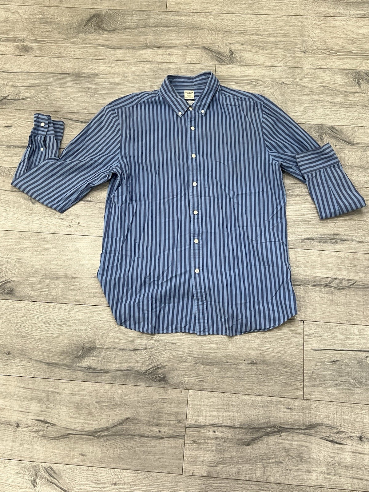 Men's POLHAM Blue Striped Button Down Shirt - XL