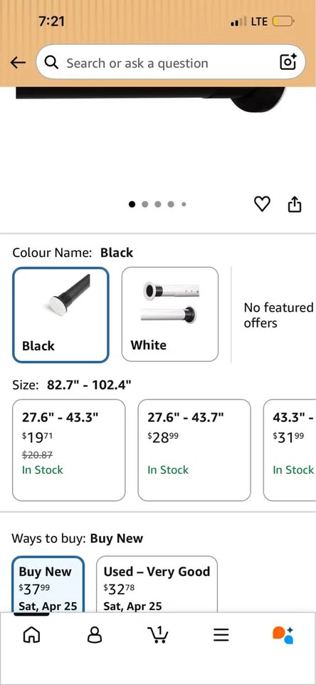 Oxdigi Black Tension Shower Curtain Rod 27.6-43.3in - photo 2