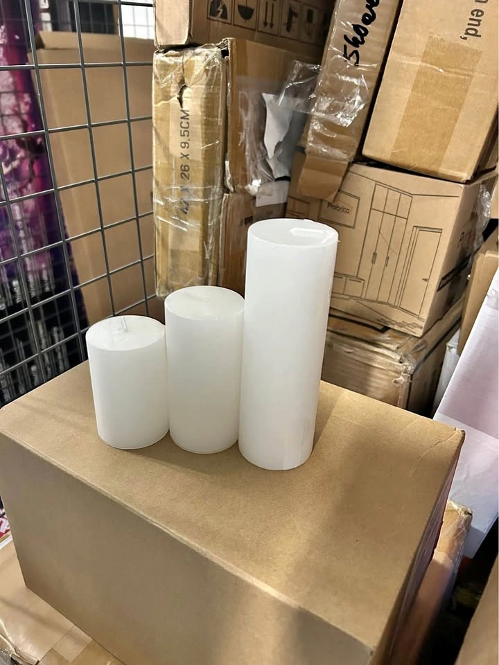 Set of 3 White Pillar Candles