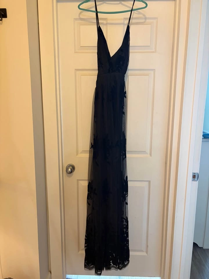 Sz L Black Lace Evening Gown - photo 4