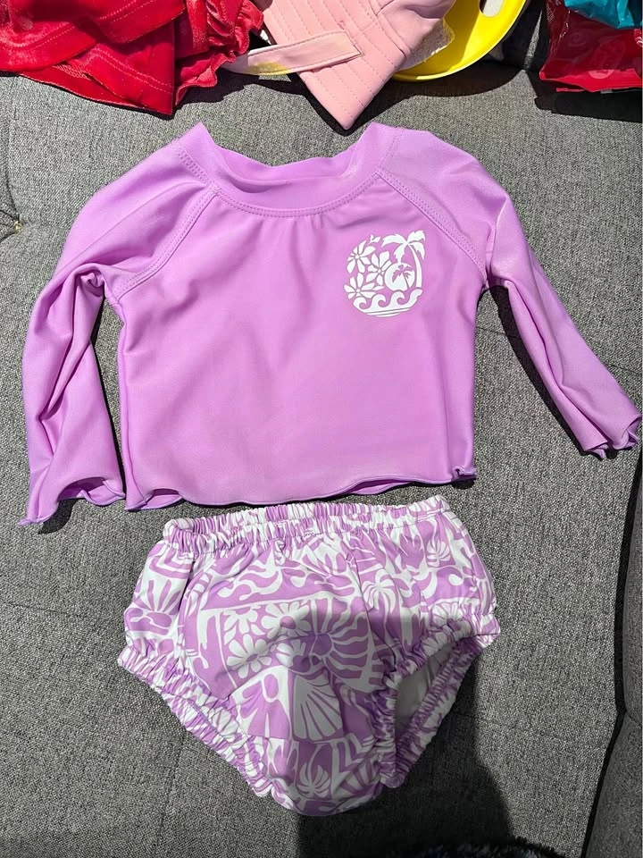George Baby Purple Rash Guard Swim Set 0-3M