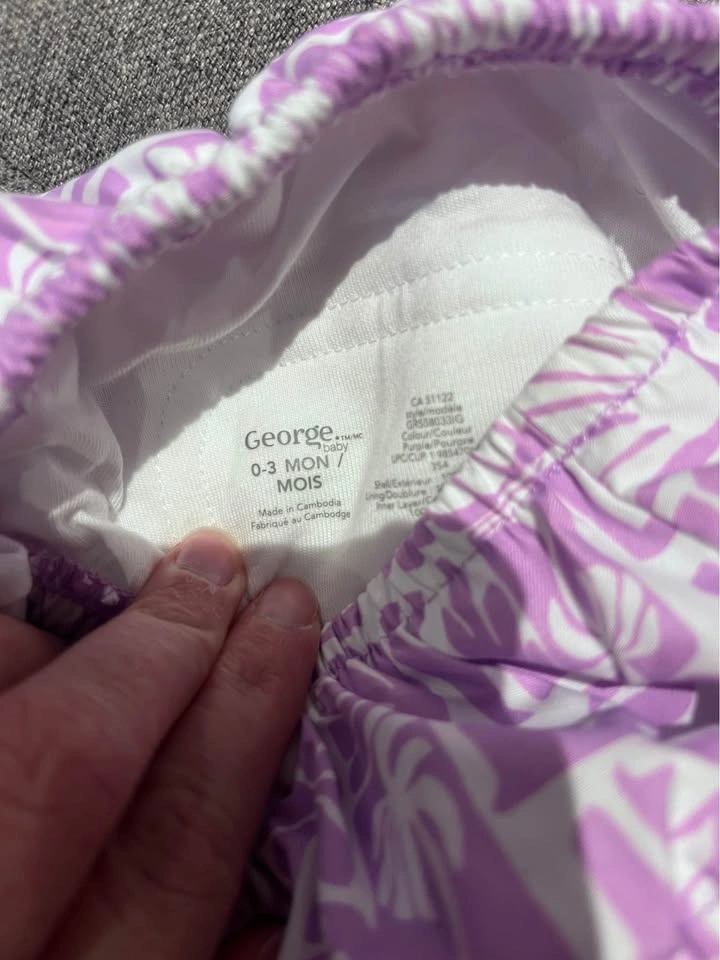 George Baby Purple Rash Guard Swim Set 0-3M - photo 2