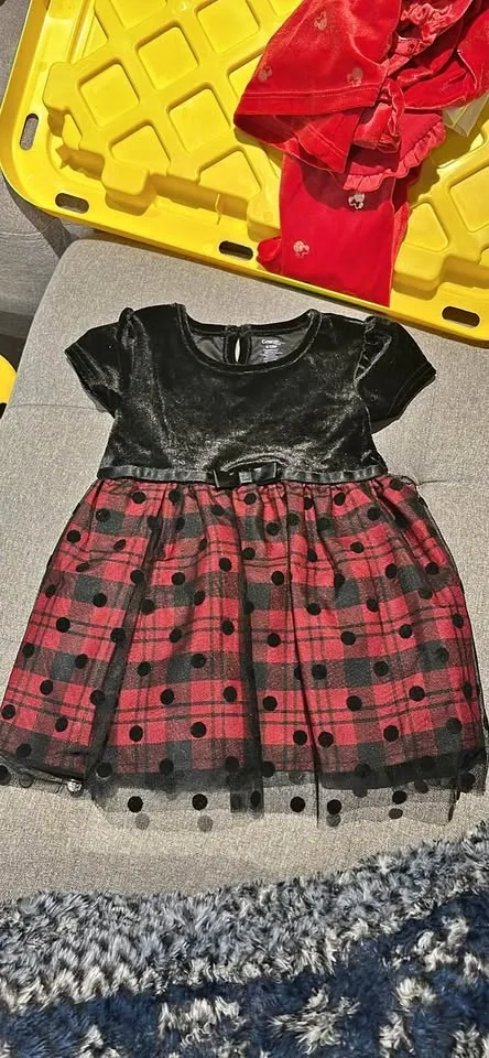 George. baby 6-12M velvet plaid polka dot dress