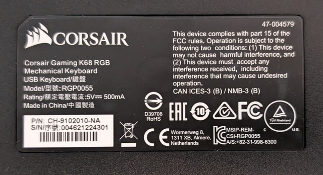 Corsair K68 RGB Mechanical Keyboard Cherry Red: For Repair/Parts - photo 3