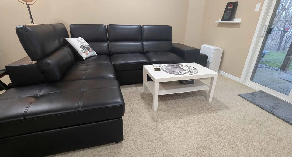 Black Sectional Sofa Bed with 2 Stools and Storage Ottoman - photo 3