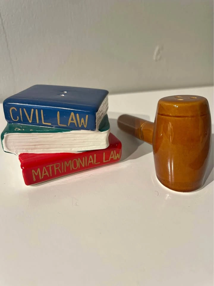 Law Themed Salt & Pepper Shakers, Books & Gavel