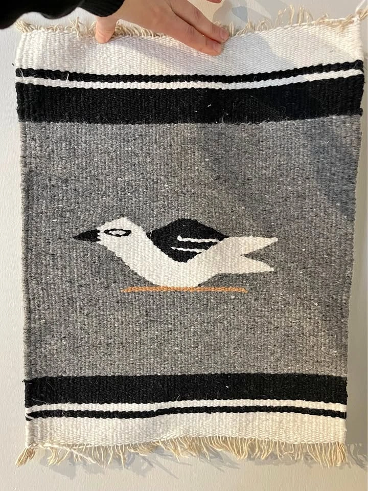 Handwoven Bird Wall Hanging – Boho Folk Art Textile (20”)