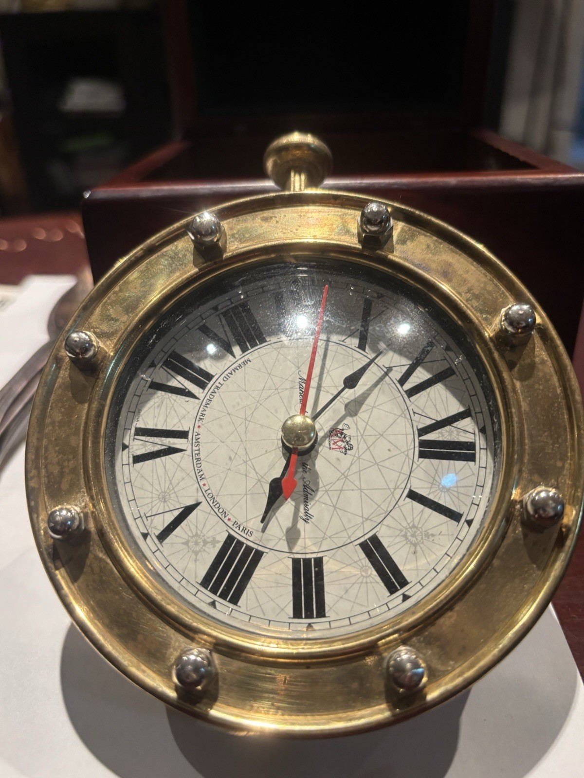 Vintage Authentic Models Mermaid Brass Nautical Chronometer Cloc - photo 3