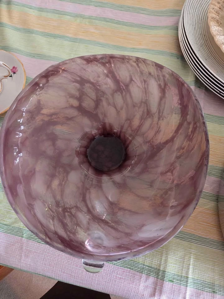 Purple Pink Marbled Glass Bowl Decorative - photo 2