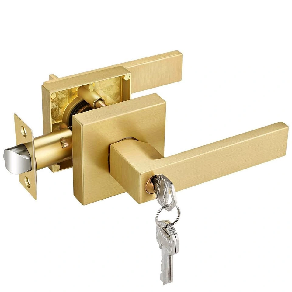 Door Lever Lock Handle Set (Gold) - 2 Available
