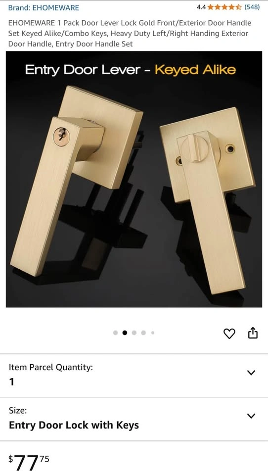 Door Lever Lock Handle Set (Gold) - 2 Available - photo 2