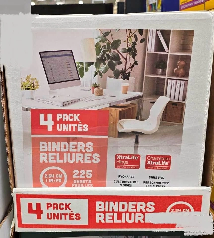 4-Pack White Binders (1”)