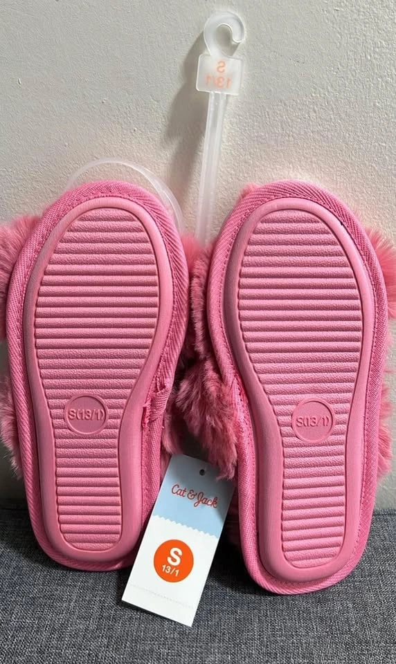 Girls Fur Slippers (Pink, Small) - photo 2