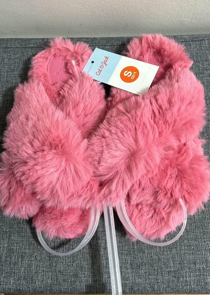 Girls Fur Slippers (Pink, Small) - photo 3