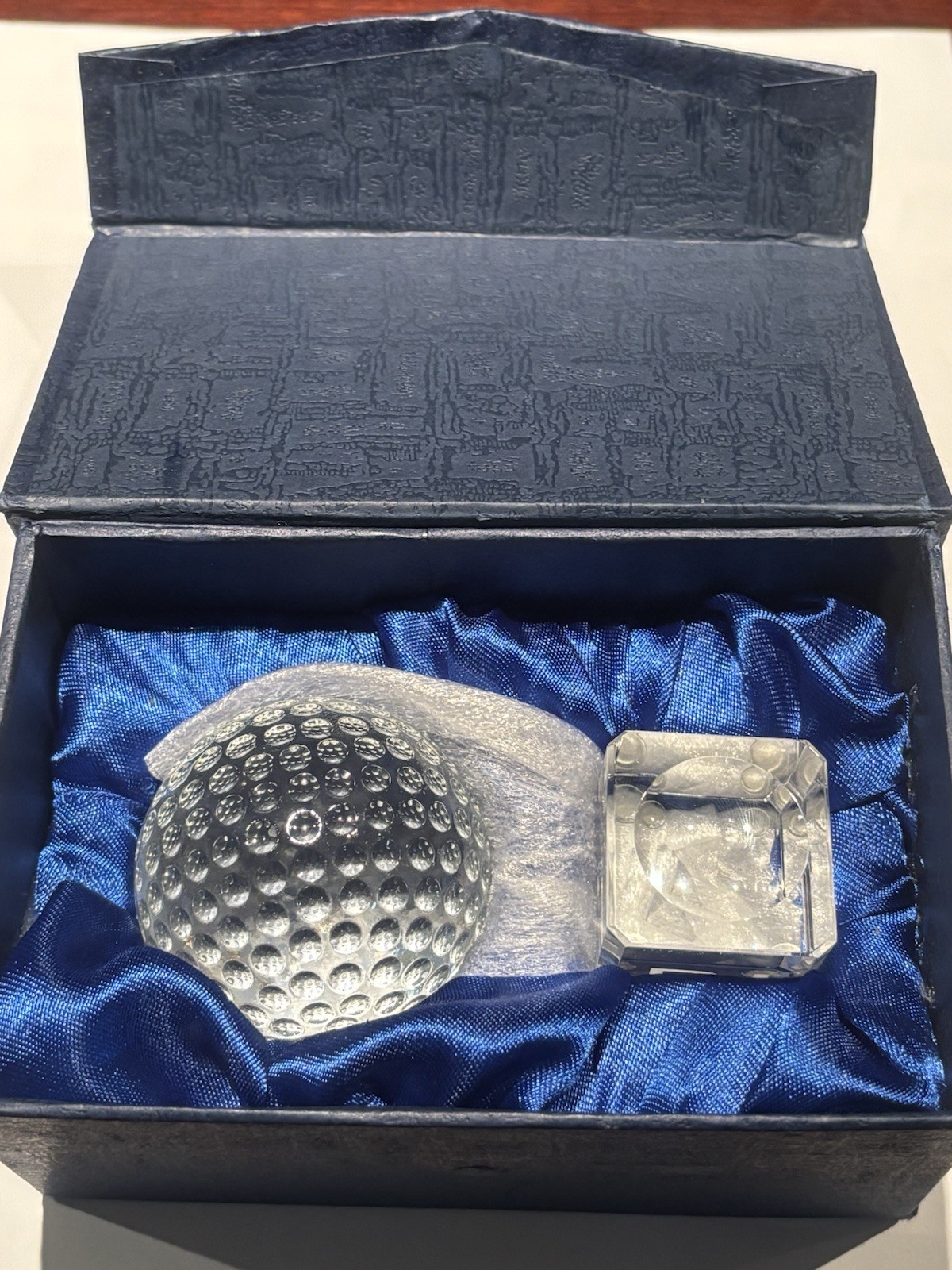 Crystal Golf Ball Paperweight Trophy on Engraved Base RCI - photo 2