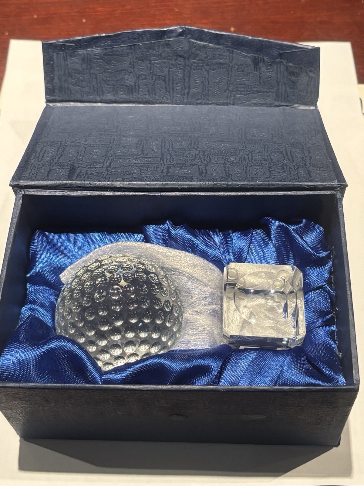 Crystal Golf Ball Paperweight Trophy on Engraved Base RCI - photo 3