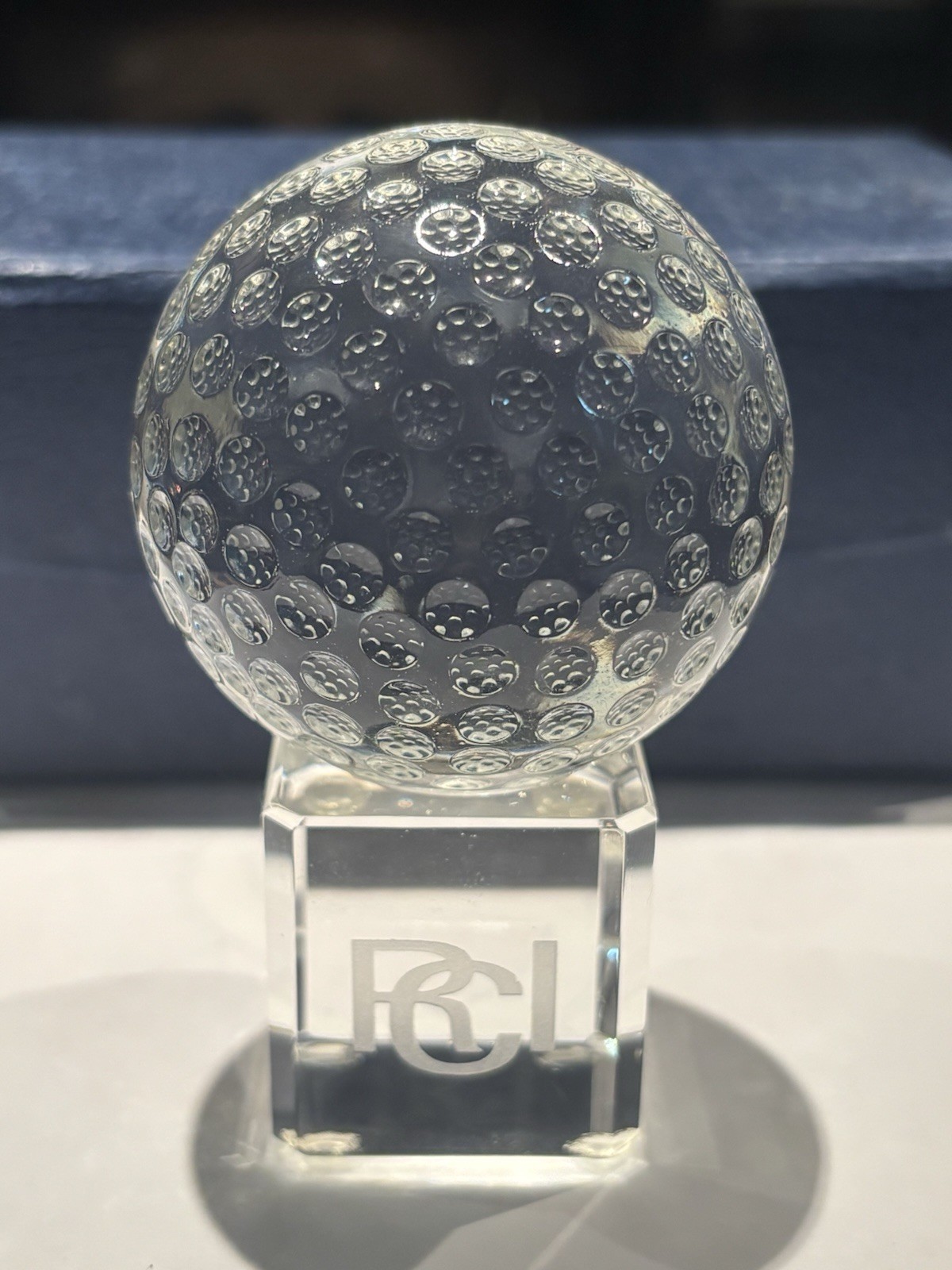 Crystal Golf Ball Paperweight Trophy on Engraved Base RCI - photo 4
