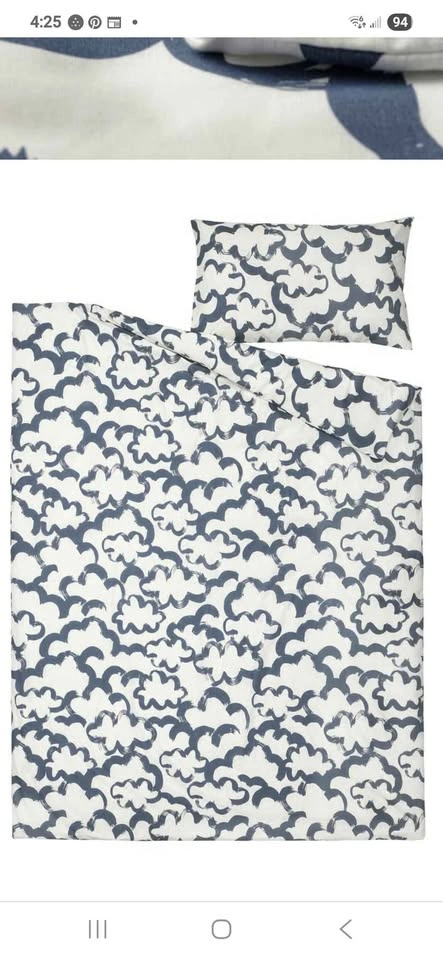 Ikea Ekpurpurmal Twin Duvet Cover & Pillowcase - Cloud Pattern - photo 2