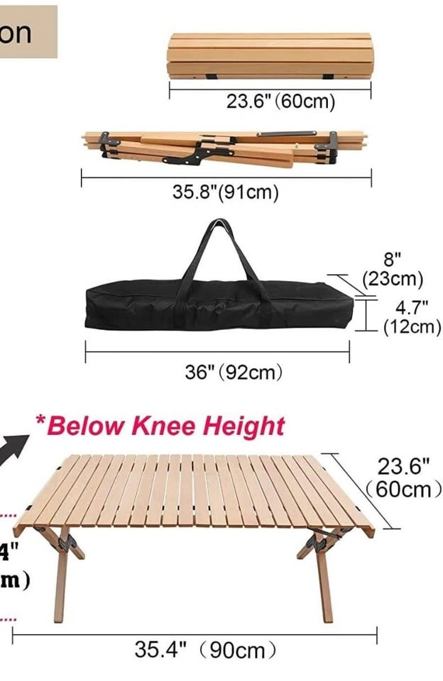 Folding Camping Table Wood - Portable Outdoor Table - photo 3