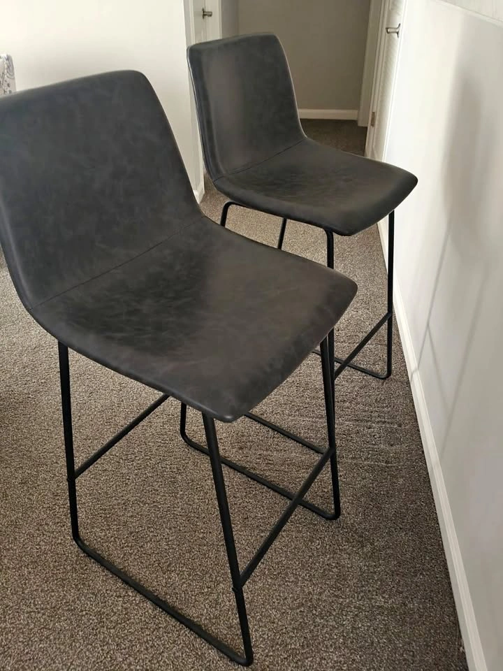 Upholstered Bar Height Modern Dining Stools (Set of 2)
