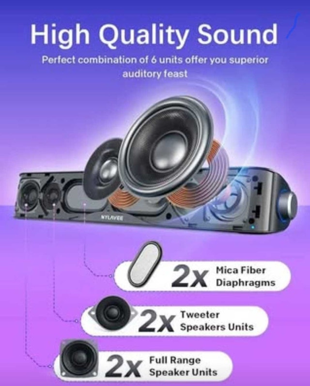 Nylavee Computer Speakers, HiFi Sound Quality - photo 2