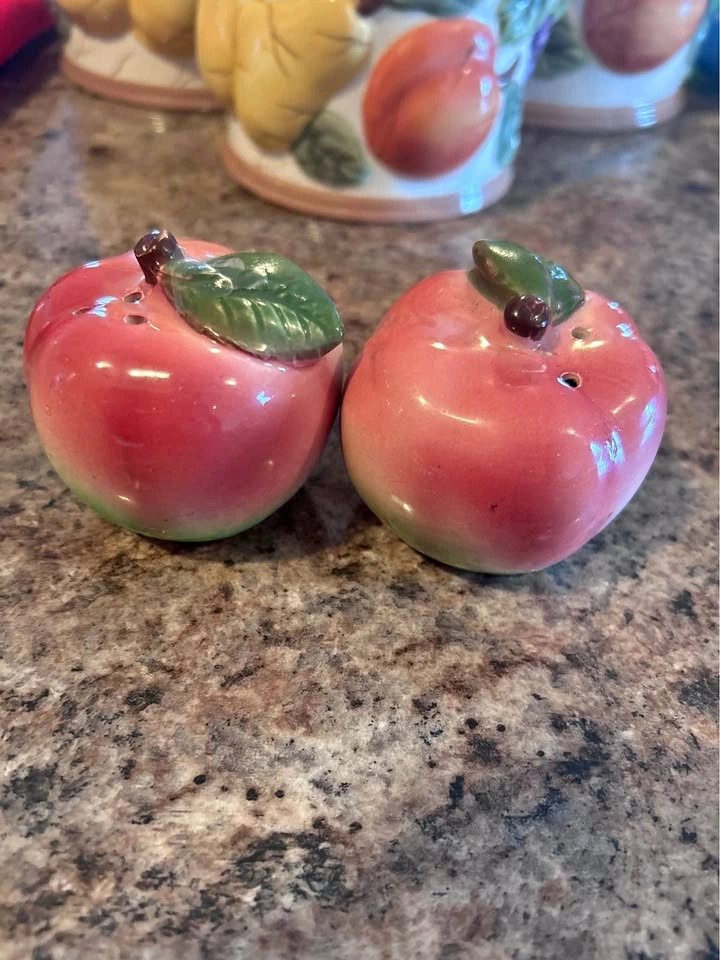 Vintage Apple Salt and Pepper Shakers