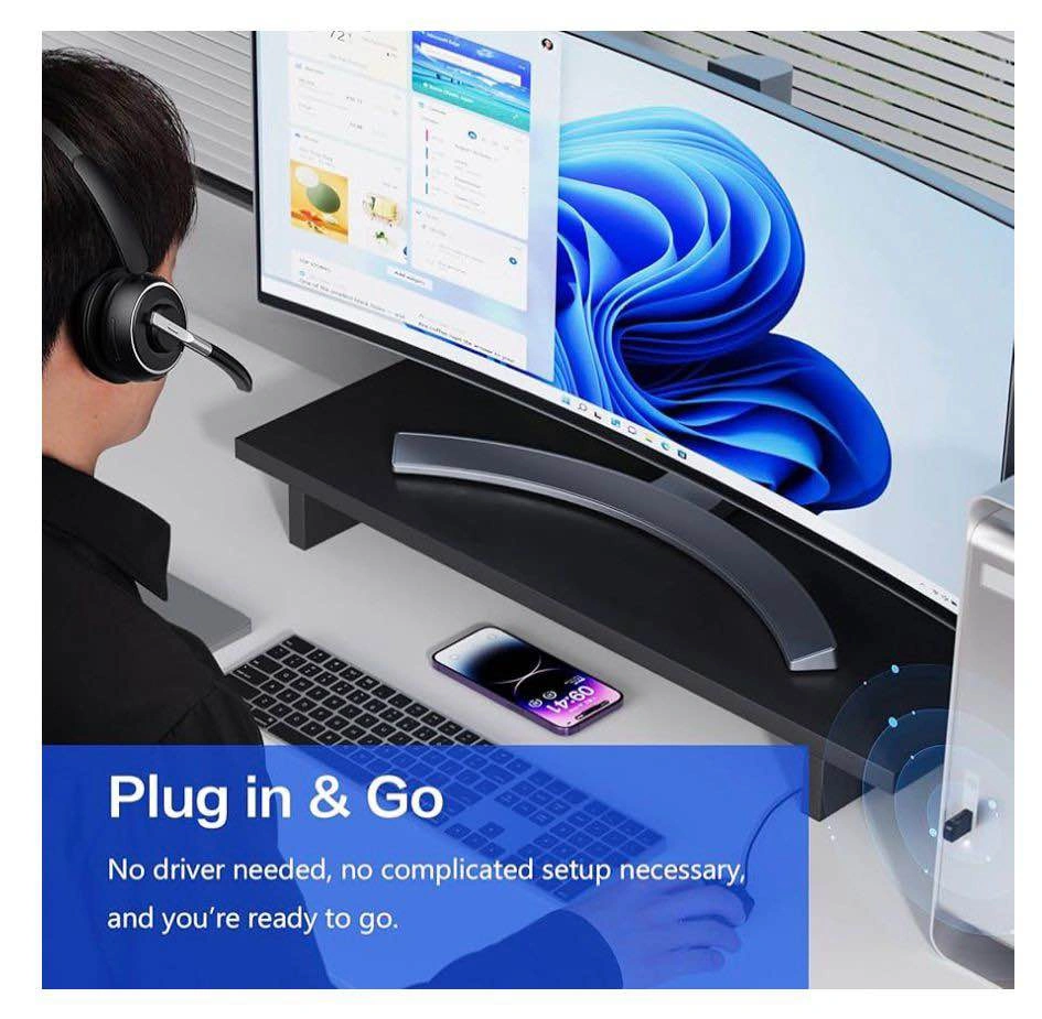 Wireless Bluetooth Headset with Noise Cancelling Mic for PC - photo 3
